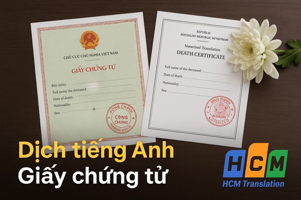 Dịch vụ dịch tiếng Anh Giấy chứng tử công chứng lấy liền tại Thủ Đức.