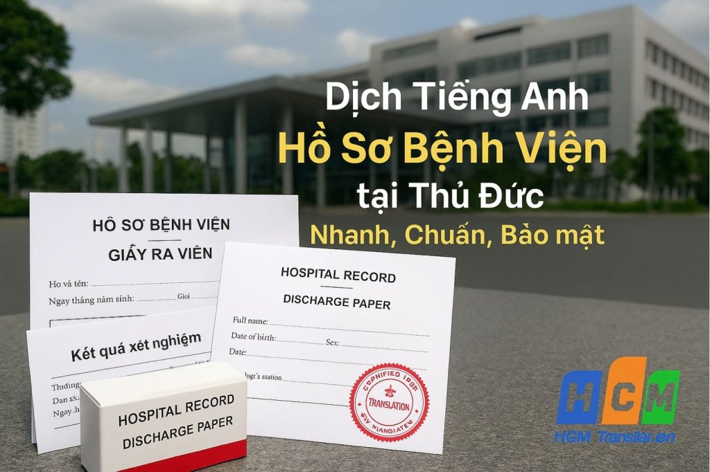 Dịch vụ dịch tiếng Anh hồ sơ bệnh viện công chứng nhanh tại Thủ Đức.