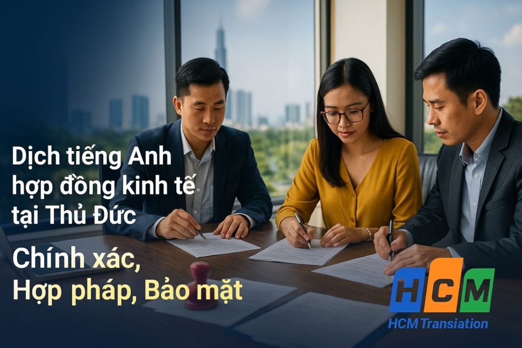 Dịch vụ dịch tiếng Anh hợp đồng kinh tế chuyên nghiệp, bảo mật tại Thủ Đức.