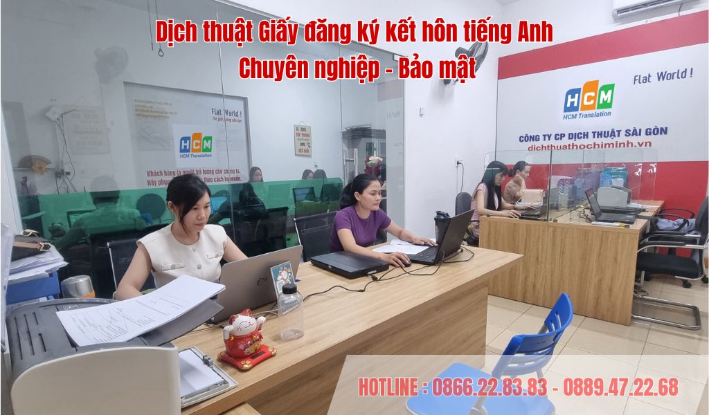 Dịch Giấy đăng ký kết hôn tiếng Anh – Giải pháp lấy liền, chuẩn xác cho hồ sơ bảo lãnh và định cư quốc tế.